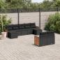 Preview: ARDEBO.de - 9-tlg. Garten-Sofagarnitur mit Kissen Schwarz Poly Rattan