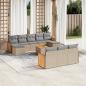 Preview: ARDEBO.de - 11-tlg. Garten-Sofagarnitur mit Kissen Beige Poly Rattan