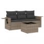 Preview: 4-tlg. Garten-Sofagarnitur mit Kissen Grau Poly Rattan