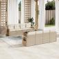 Preview: ARDEBO.de - 9-tlg. Garten-Sofagarnitur mit Kissen Beige Poly Rattan