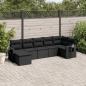 Preview: ARDEBO.de - 7-tlg. Garten-Sofagarnitur mit Kissen Schwarz Poly Rattan