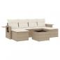 Preview: 7-tlg. Garten-Sofagarnitur mit Kissen Beige Poly Rattan