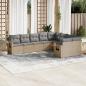 Preview: ARDEBO.de - 9-tlg. Garten-Sofagarnitur mit Kissen Beige Poly Rattan