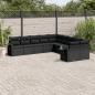 Preview: ARDEBO.de - 10-tlg. Garten-Sofagarnitur mit Kissen Schwarz Poly Rattan