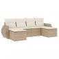 Preview: 6-tlg. Garten-Sofagarnitur mit Kissen Beige Poly Rattan