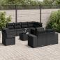 Preview: ARDEBO.de - 9-tlg. Garten-Sofagarnitur mit Kissen Schwarz Poly Rattan