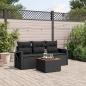 Preview: ARDEBO.de - 4-tlg. Garten-Sofagarnitur mit Kissen Schwarz Poly Rattan