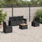 Preview: ARDEBO.de - 6-tlg. Garten-Sofagarnitur mit Kissen Schwarz Poly Rattan