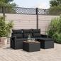 Preview: ARDEBO.de - 5-tlg. Garten-Sofagarnitur mit Kissen Schwarz Poly Rattan