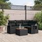 Preview: ARDEBO.de - 5-tlg. Garten-Sofagarnitur mit Kissen Schwarz Poly Rattan