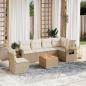 Preview: ARDEBO.de - 7-tlg. Garten-Sofagarnitur mit Kissen Beige Poly Rattan