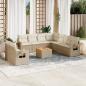 Preview: ARDEBO.de - 10-tlg. Garten-Sofagarnitur mit Kissen Beige Poly Rattan