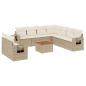 Preview: 10-tlg. Garten-Sofagarnitur mit Kissen Beige Poly Rattan