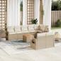 Preview: ARDEBO.de - 9-tlg. Garten-Sofagarnitur mit Kissen Beige Poly Rattan