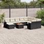 Preview: ARDEBO.de - 11-tlg. Garten-Sofagarnitur mit Kissen Schwarz Poly Rattan