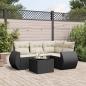 Preview: ARDEBO.de - 5-tlg. Garten-Sofagarnitur mit Kissen Schwarz Poly Rattan