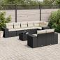 Preview: ARDEBO.de - 9-tlg. Garten-Sofagarnitur mit Kissen Schwarz Poly Rattan