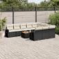 Preview: ARDEBO.de - 11-tlg. Garten-Sofagarnitur mit Kissen Schwarz Poly Rattan