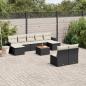 Preview: ARDEBO.de - 10-tlg. Garten-Sofagarnitur mit Kissen Schwarz Poly Rattan