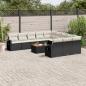 Preview: ARDEBO.de - 12-tlg. Garten-Sofagarnitur mit Kissen Schwarz Poly Rattan