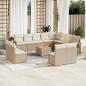 Preview: ARDEBO.de - 13-tlg. Garten-Sofagarnitur mit Kissen Beige Poly Rattan