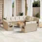 Preview: ARDEBO.de - 13-tlg. Garten-Sofagarnitur mit Kissen Beige Poly Rattan