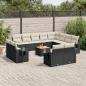 Preview: ARDEBO.de - 13-tlg. Garten-Sofagarnitur mit Kissen Schwarz Poly Rattan