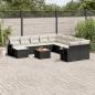 Preview: ARDEBO.de - 12-tlg. Garten-Sofagarnitur mit Kissen Schwarz Poly Rattan