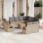 Preview: ARDEBO.de - 12-tlg. Garten-Sofagarnitur mit Kissen Beige Poly Rattan