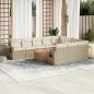 Preview: ARDEBO.de - 11-tlg. Garten-Sofagarnitur mit Kissen Beige Poly Rattan