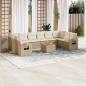 Preview: ARDEBO.de - 11-tlg. Garten-Sofagarnitur mit Kissen Beige Poly Rattan