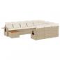 Preview: 11-tlg. Garten-Sofagarnitur mit Kissen Beige Poly Rattan