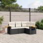 Preview: ARDEBO.de - 4-tlg. Garten-Sofagarnitur mit Kissen Schwarz Poly Rattan