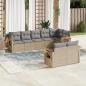 Preview: ARDEBO.de - 8-tlg. Garten-Sofagarnitur mit Kissen Beige Poly Rattan