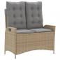 Preview: 2-tlg. Garten-Essgruppe mit Kissen Beige Poly Rattan