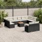 Preview: ARDEBO.de - 13-tlg. Garten-Sofagarnitur mit Kissen Schwarz Poly Rattan