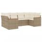 Preview: 6-tlg. Garten-Sofagarnitur mit Kissen Beige Poly Rattan