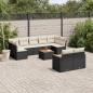 Preview: ARDEBO.de - 10-tlg. Garten-Sofagarnitur mit Kissen Schwarz Poly Rattan