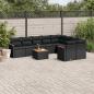 Preview: ARDEBO.de - 10-tlg. Garten-Sofagarnitur mit Kissen Schwarz Poly Rattan