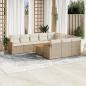 Preview: ARDEBO.de - 11-tlg. Garten-Sofagarnitur mit Kissen Beige Poly Rattan