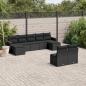 Preview: ARDEBO.de - 9-tlg. Garten-Sofagarnitur mit Kissen Schwarz Poly Rattan