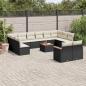 Preview: ARDEBO.de - 13-tlg. Garten-Sofagarnitur mit Kissen Schwarz Poly Rattan