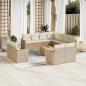 Preview: ARDEBO.de - 12-tlg. Garten-Sofagarnitur mit Kissen Beige Poly Rattan