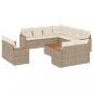 Preview: 12-tlg. Garten-Sofagarnitur mit Kissen Beige Poly Rattan