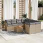 Preview: ARDEBO.de - 9-tlg. Garten-Sofagarnitur mit Kissen Beige Poly Rattan