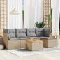 Preview: ARDEBO.de - 6-tlg. Garten-Sofagarnitur mit Kissen Beige Poly Rattan