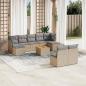 Preview: ARDEBO.de - 10-tlg. Garten-Sofagarnitur mit Kissen Beige Poly Rattan