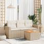 Preview: ARDEBO.de - 4-tlg. Garten-Sofagarnitur mit Kissen Beige Poly Rattan