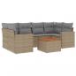 Preview: 7-tlg. Garten-Sofagarnitur mit Kissen Beige Poly Rattan