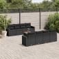 Preview: ARDEBO.de - 9-tlg. Garten-Sofagarnitur mit Kissen Schwarz Poly Rattan